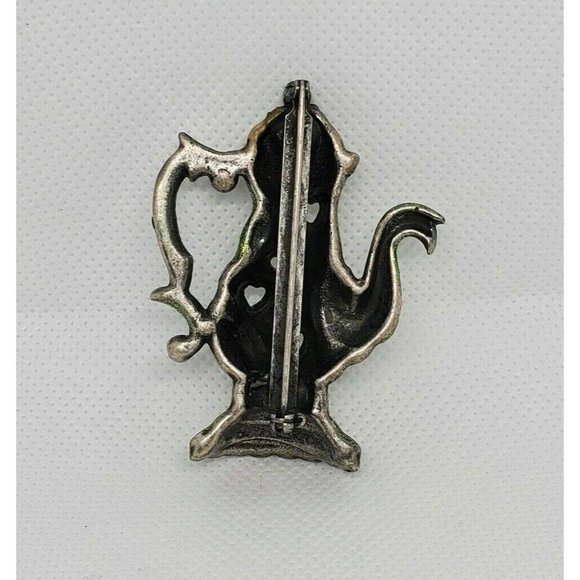 Rare Green Tea Kettle Lapel Pin Heart Embossed Hat Brooch - Picture 3 of 10